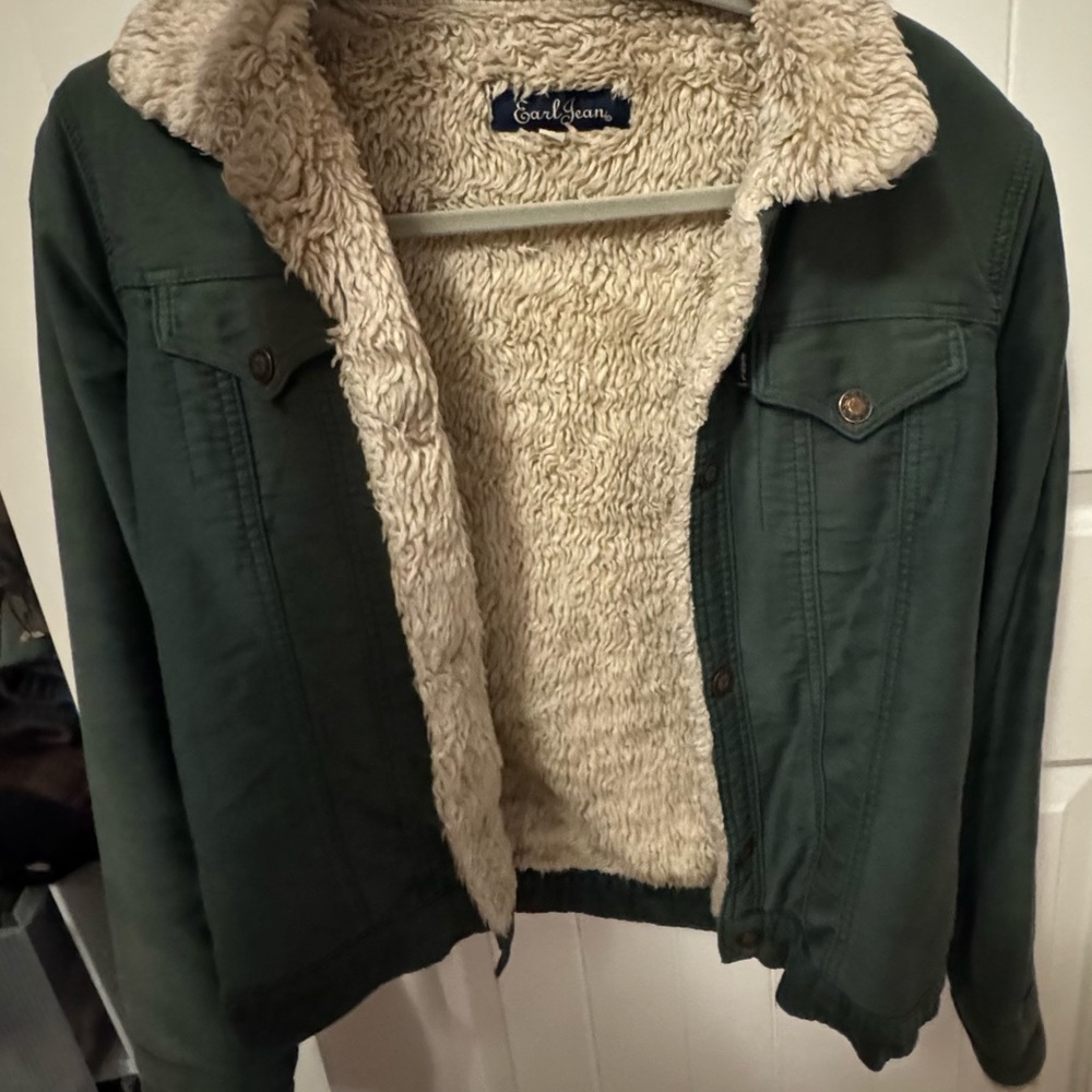 Vintage Green Bomber Jacket with Cream Lining